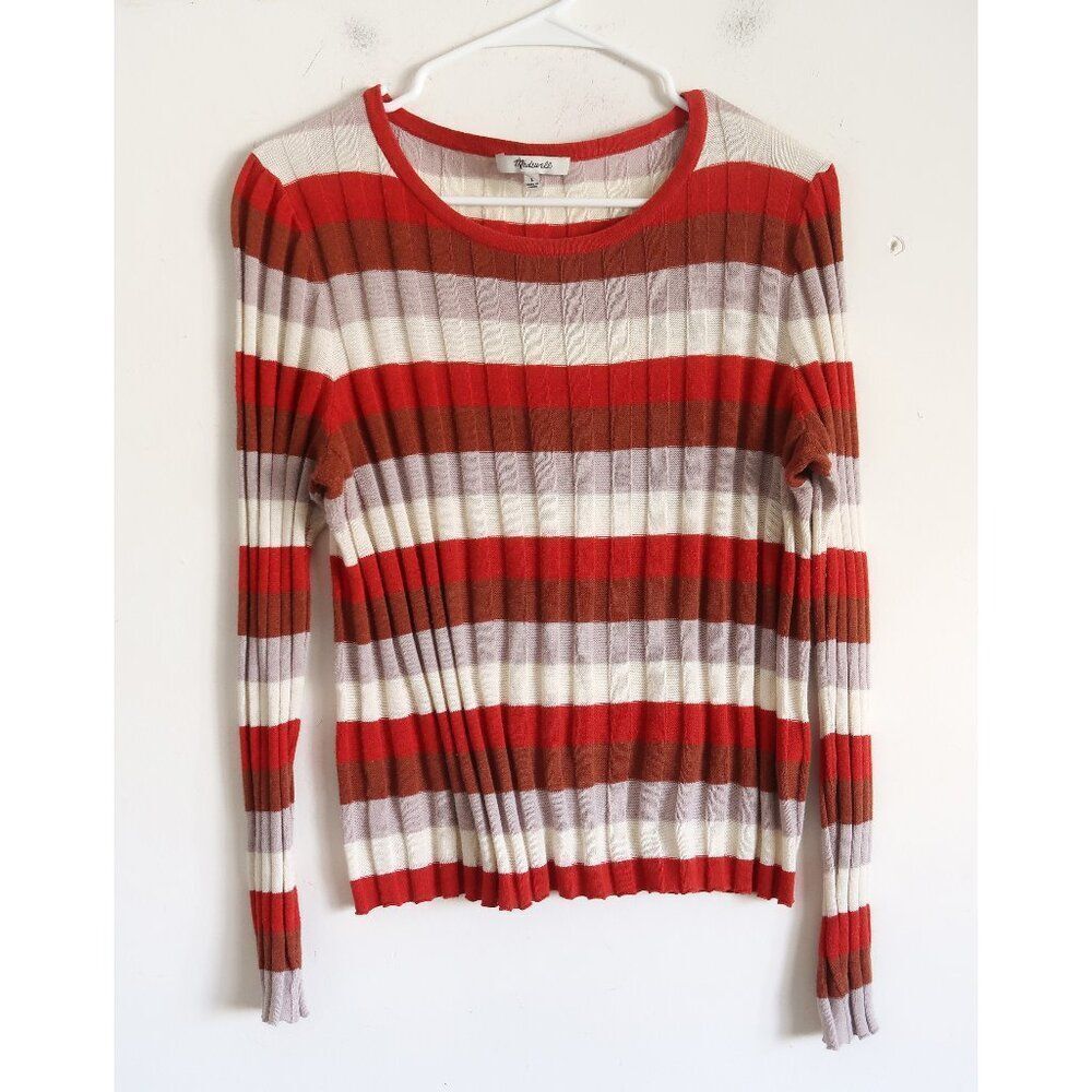 Madewell Striped Ribbed Long Sleeve Shirt -Size Large